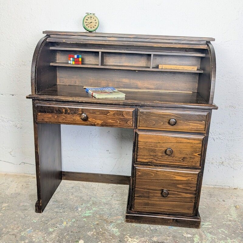 Bureau à cylindre bois vintage | L'Atelier Imparfait