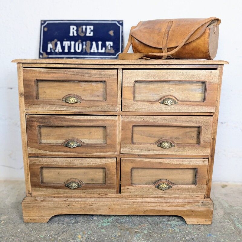 Grainetier ancien 6 tiroirs en bois massif | L'Atelier Imparfait