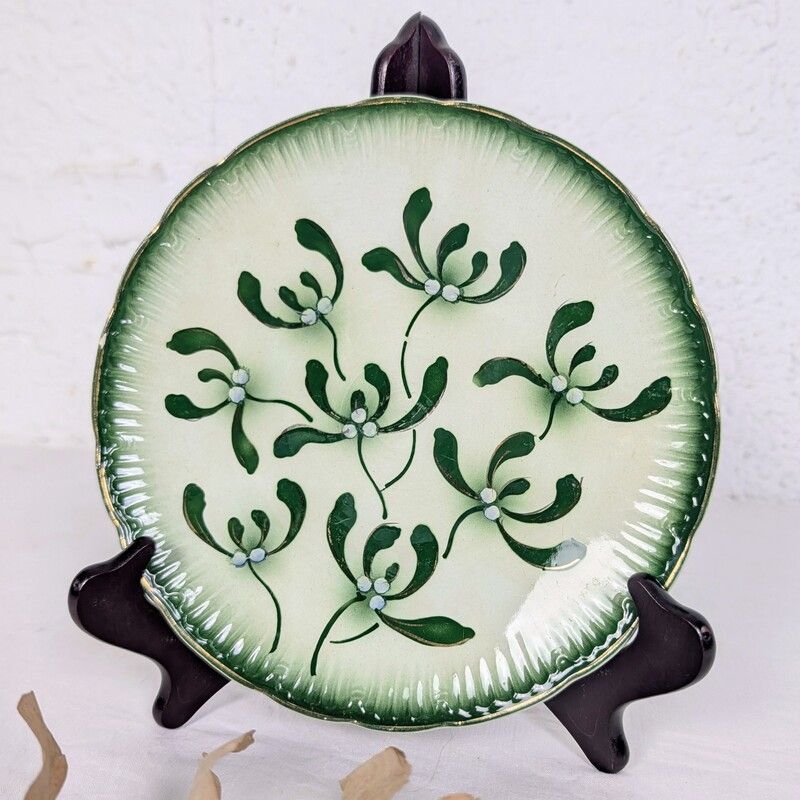 Assiette Badonviller au gui - faïence ancienne - L'Atelier Imparfait