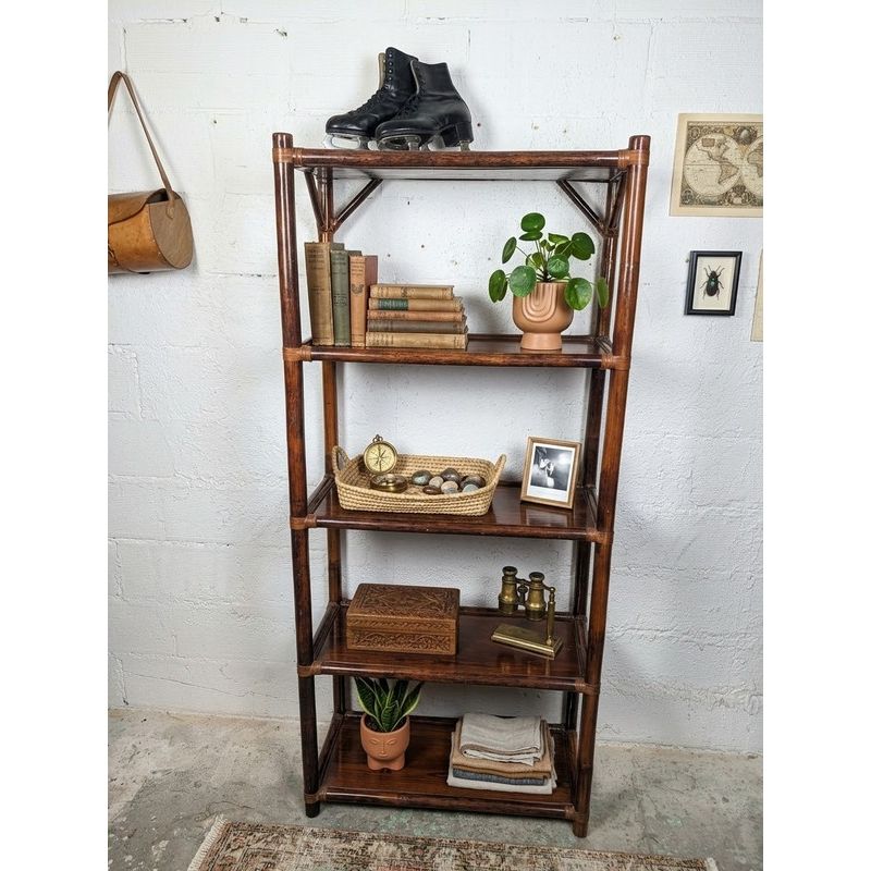 Étagère vintage bambou et rotin 5 niveaux |&nbsp;L'Atelier Imparfait
