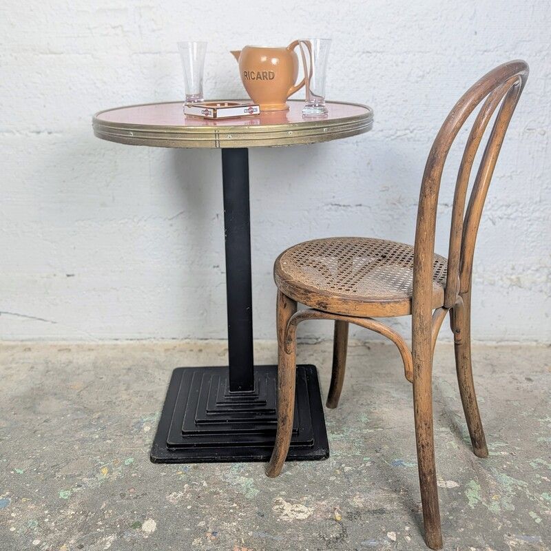 Guéridon bistrot vintage, cerclage laiton | L'Atelier Imparfait