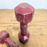 Paire d'haltères anciens en fonte rouge vintage | L'Atelier Imparfait