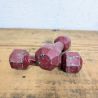 Paire d'haltères anciens en fonte rouge vintage | L'Atelier Imparfait