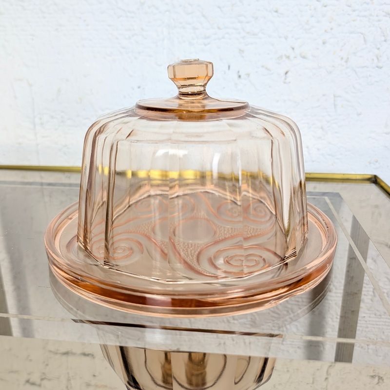 Cloche à fromage verre rose vintage Art déco | L'Atelier Imparfait