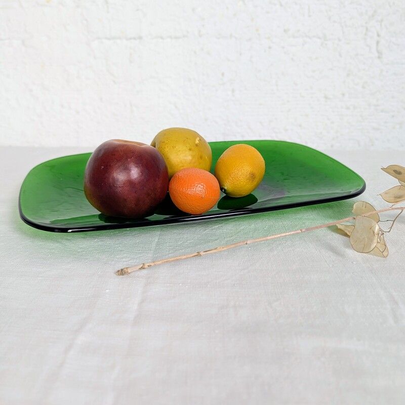 Plat rectangulaire en verre trempé Vereco vintage | l'Atelier Imparfait
