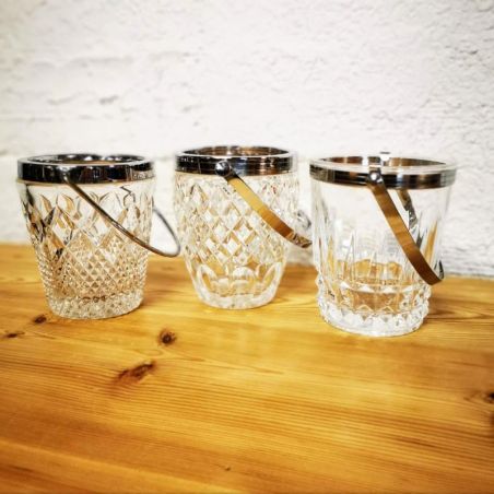 Seau à Glaçons Vintage En Cristal Avec Sa Cuillère - Hauteur 15cm Diamètre 12cm
