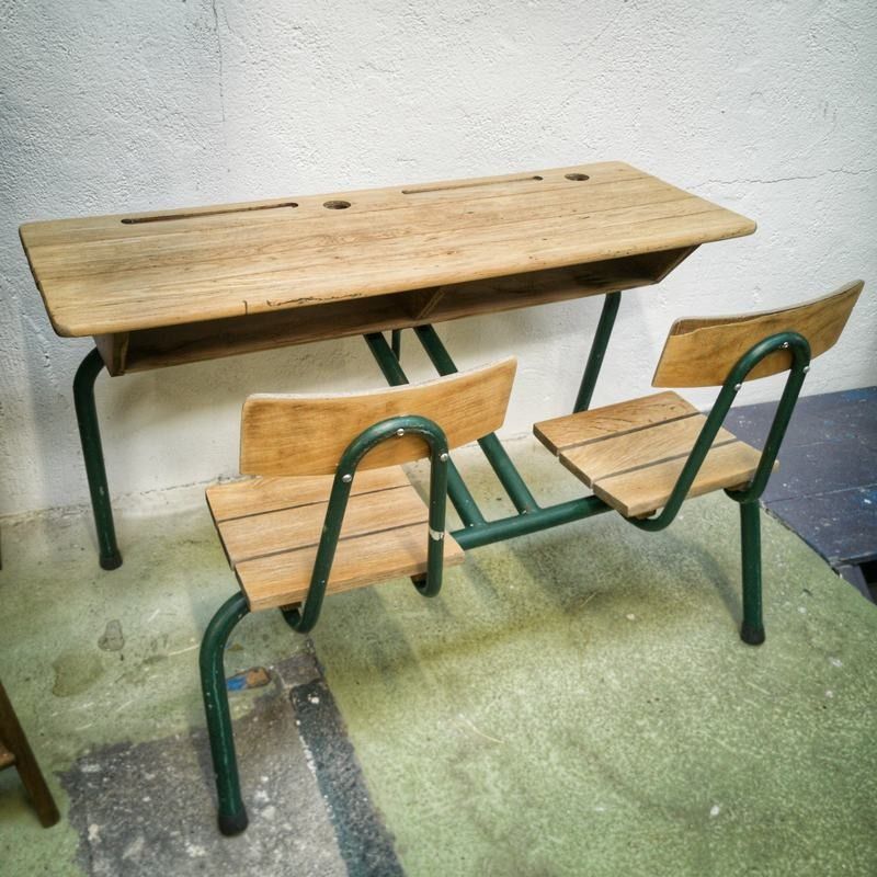 Pupitre Ecolier Ancien 2 Places