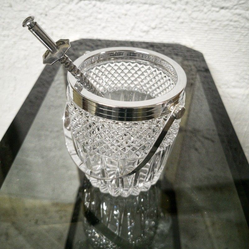 Petit seau à glaçons en cristal taillé - 60's - Arts de la table
