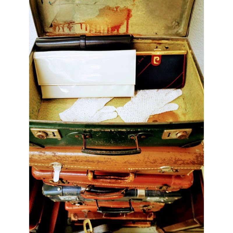 Ancien vintage très belle et grande valise verte